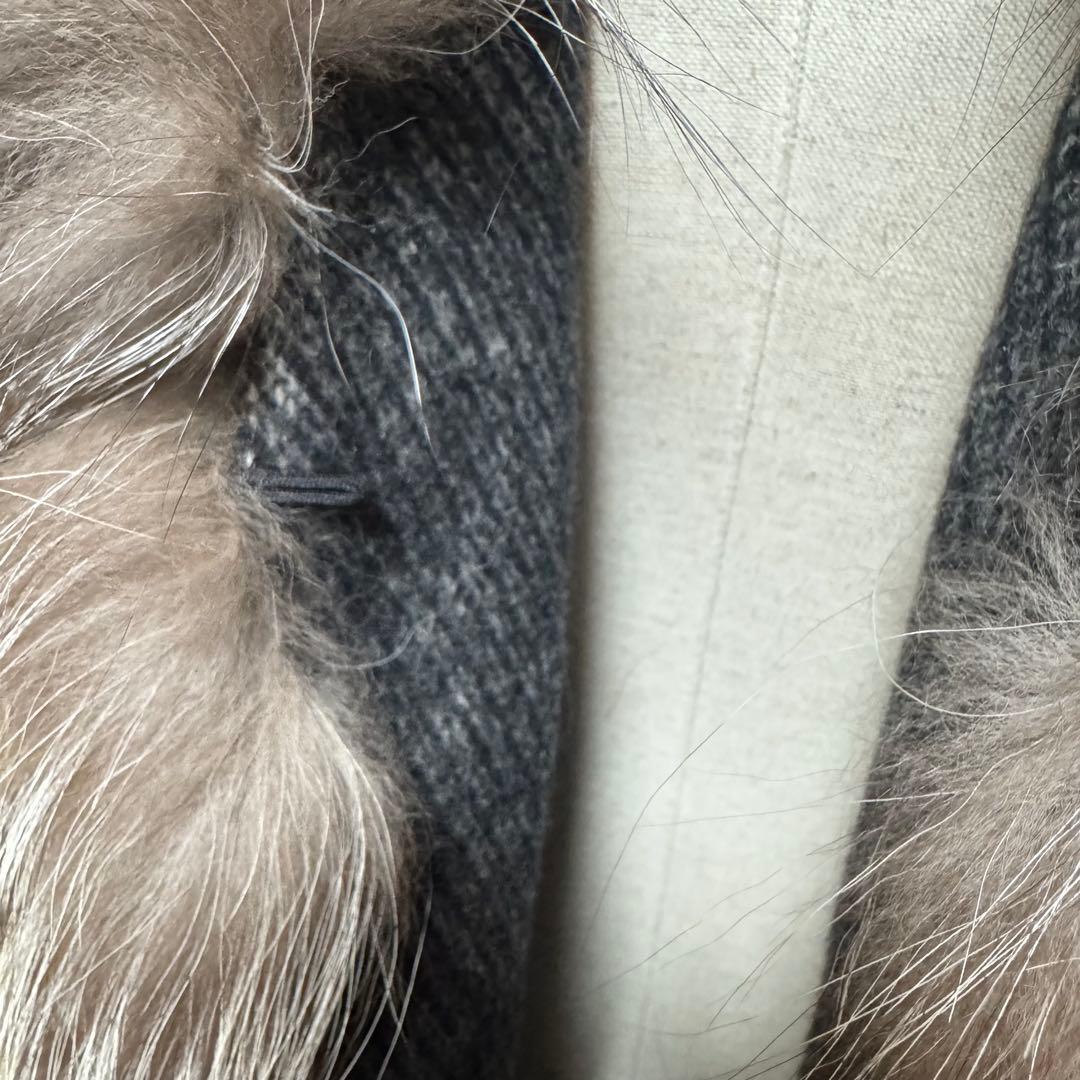 【マッサバルド】カシミヤ シルバーフォックスファー付き ロング丈コート