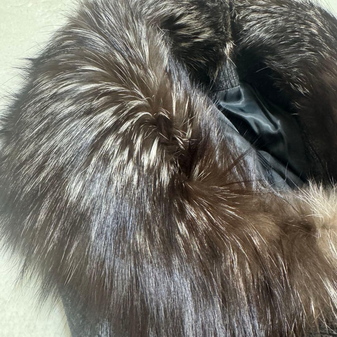 【マッサバルド】カシミヤ シルバーフォックスファー付き ロング丈コート