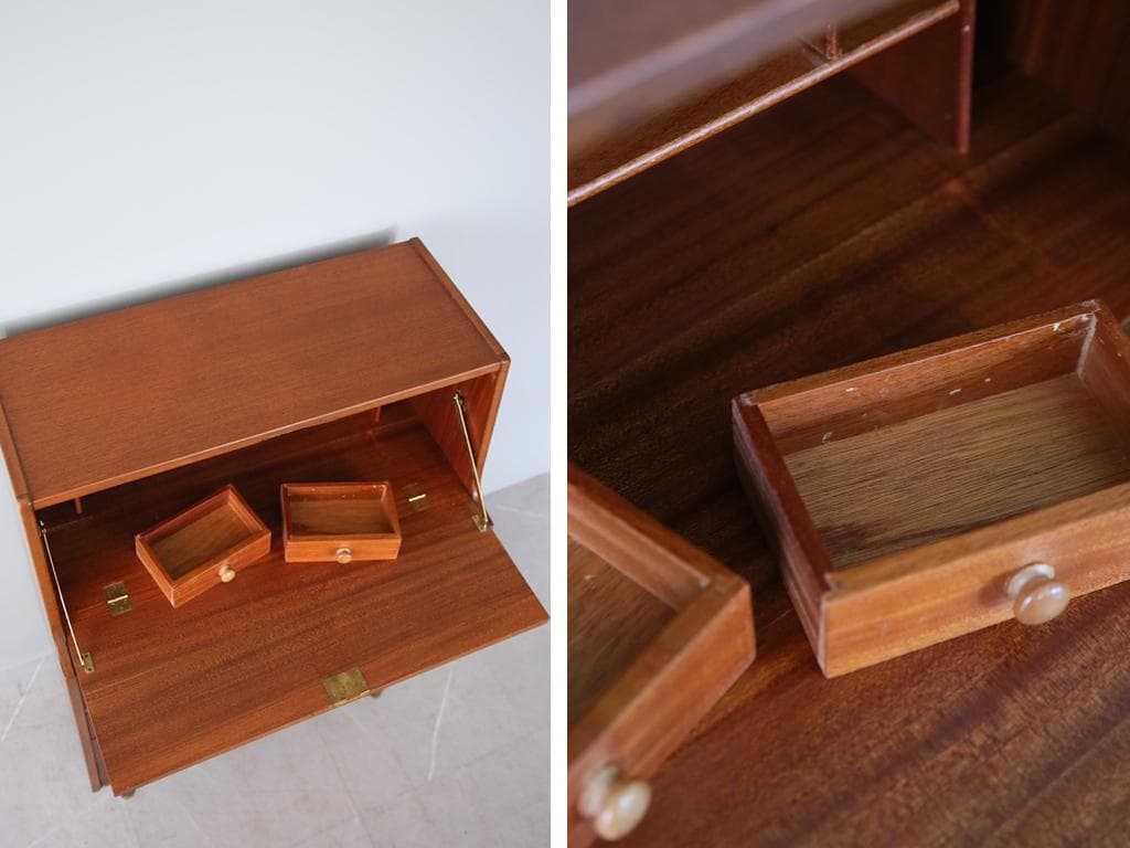 英国アンティークチーク古木ライティングビューロー/木製デスク勉強机(89-144