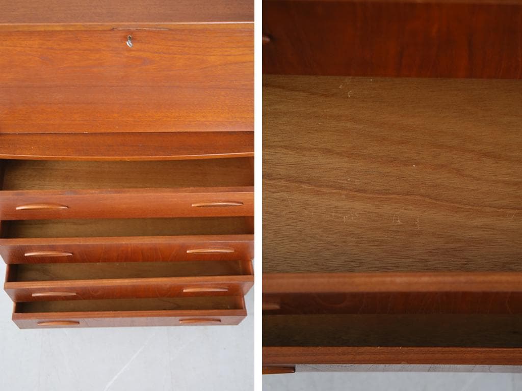 英国アンティークチーク古木ライティングビューロー/木製デスク勉強机(89-144