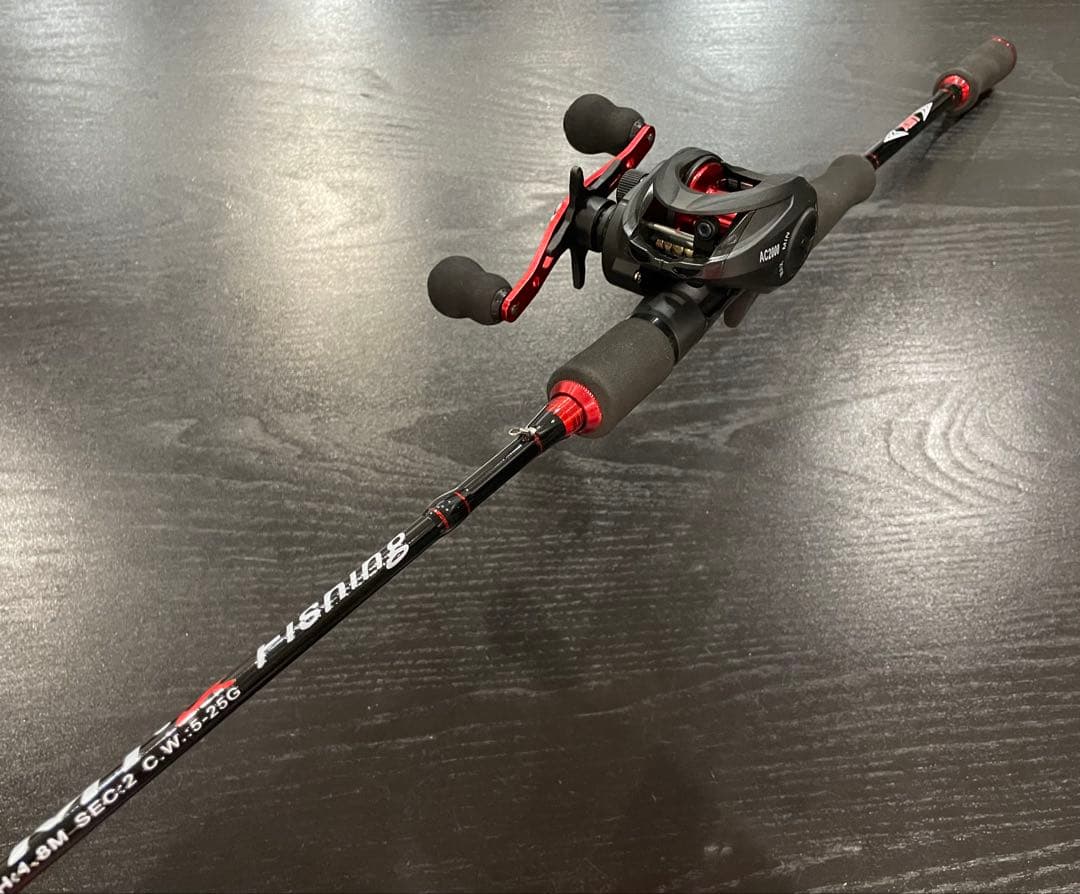 バス釣り2セット・ベイトロッド&リール(右巻)スピニングロッド&リール・ライン付