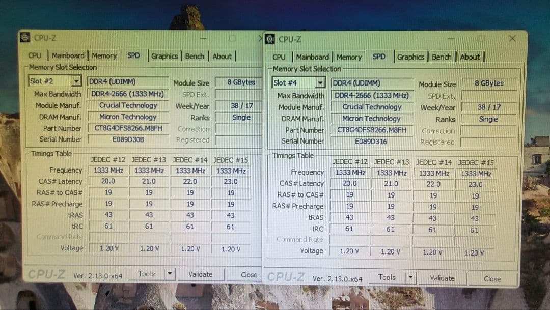 DDR4 8GBx2枚 16GB pc4-2666 動作確認済み ⑦