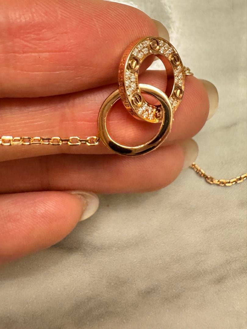 ローズゴールド ダブルリング ネックレス