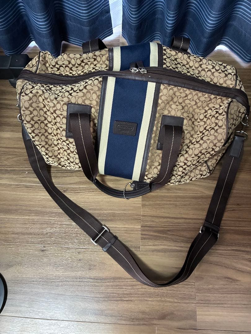 COACH コーチ ミニシグネチャー ストライプ ボストンバッグ