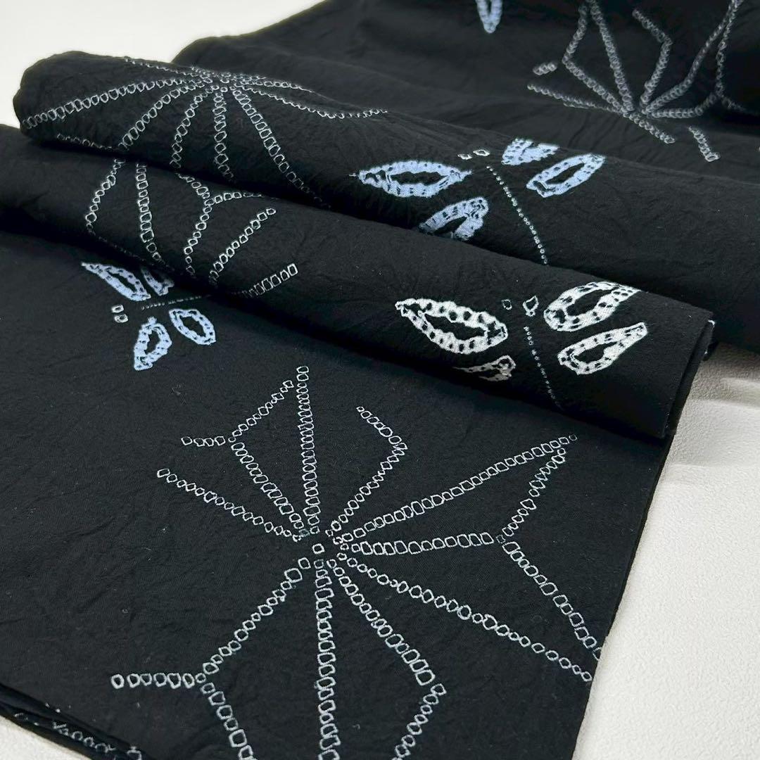 浴衣　絞り浴衣　本場　有松絞り　黒　トンボ　麻の葉　献上柄半幅帯　新品0815③