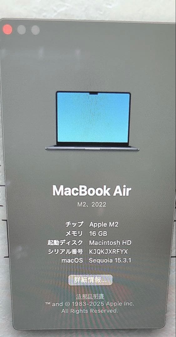 極美品 MacBook Air 2022 M2 16GB 256GB 10GPU