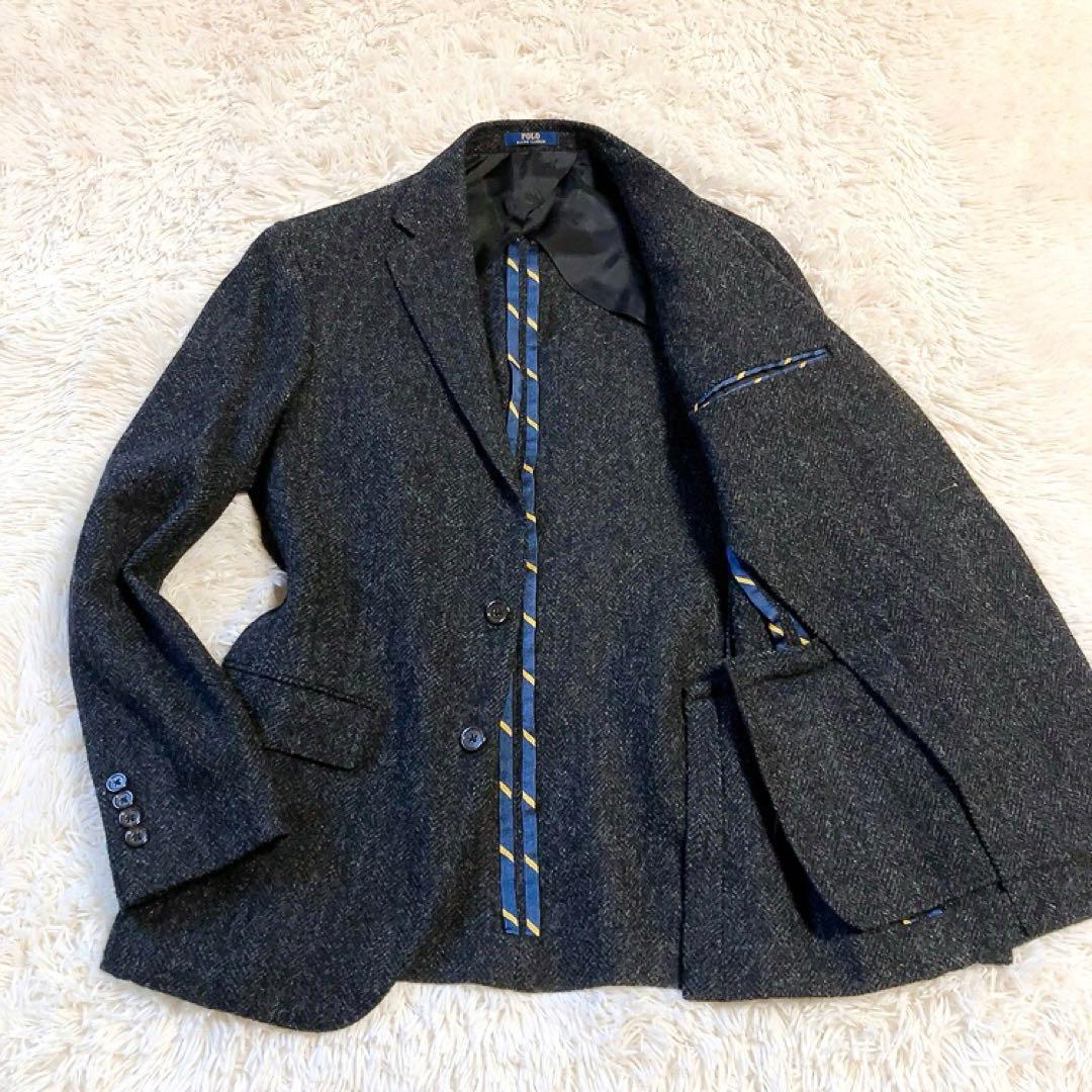 【ツイード・襟裏キツネ】ポロラルフローレン　テーラード　ヘリンボーン　38S現行