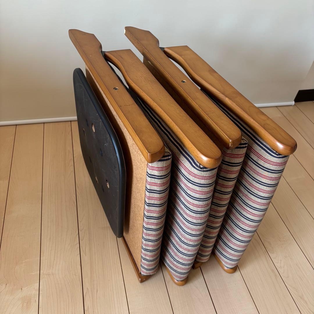 折り畳み 回転 木製座椅子 和モダン ２点セット 和座椅子 中居木工