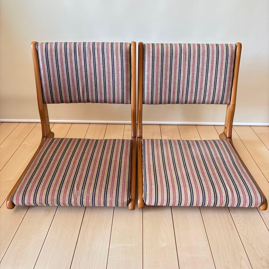 折り畳み 回転 木製座椅子 和モダン ２点セット 和座椅子 中居木工