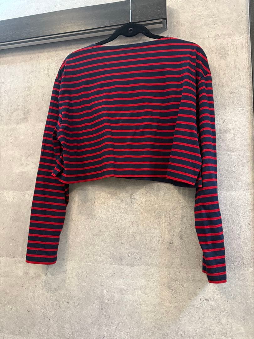 プラダ　クロップド　ボーダー　ロングTシャツ