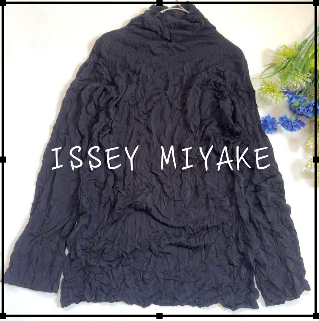 ISSEY MIYAKE ワッシャー ハイネック 黒 長袖カットソー M
