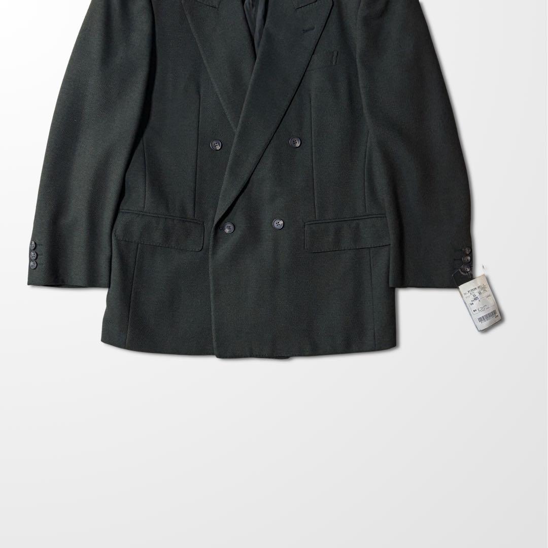 バレンシアガ ダブル ジャケット グリーン　黒 ウール テーラード L 古着