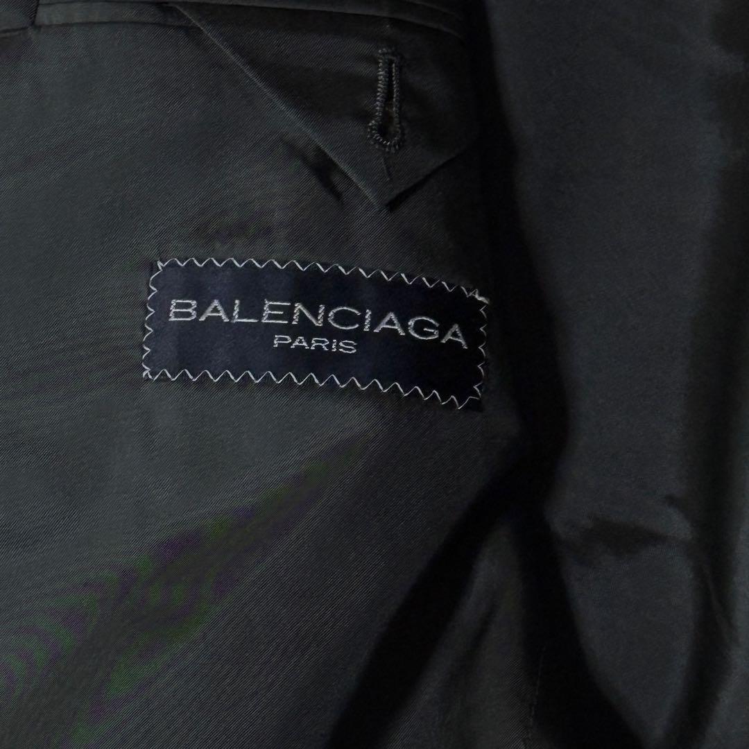 バレンシアガ ダブル ジャケット グリーン　黒 ウール テーラード L 古着