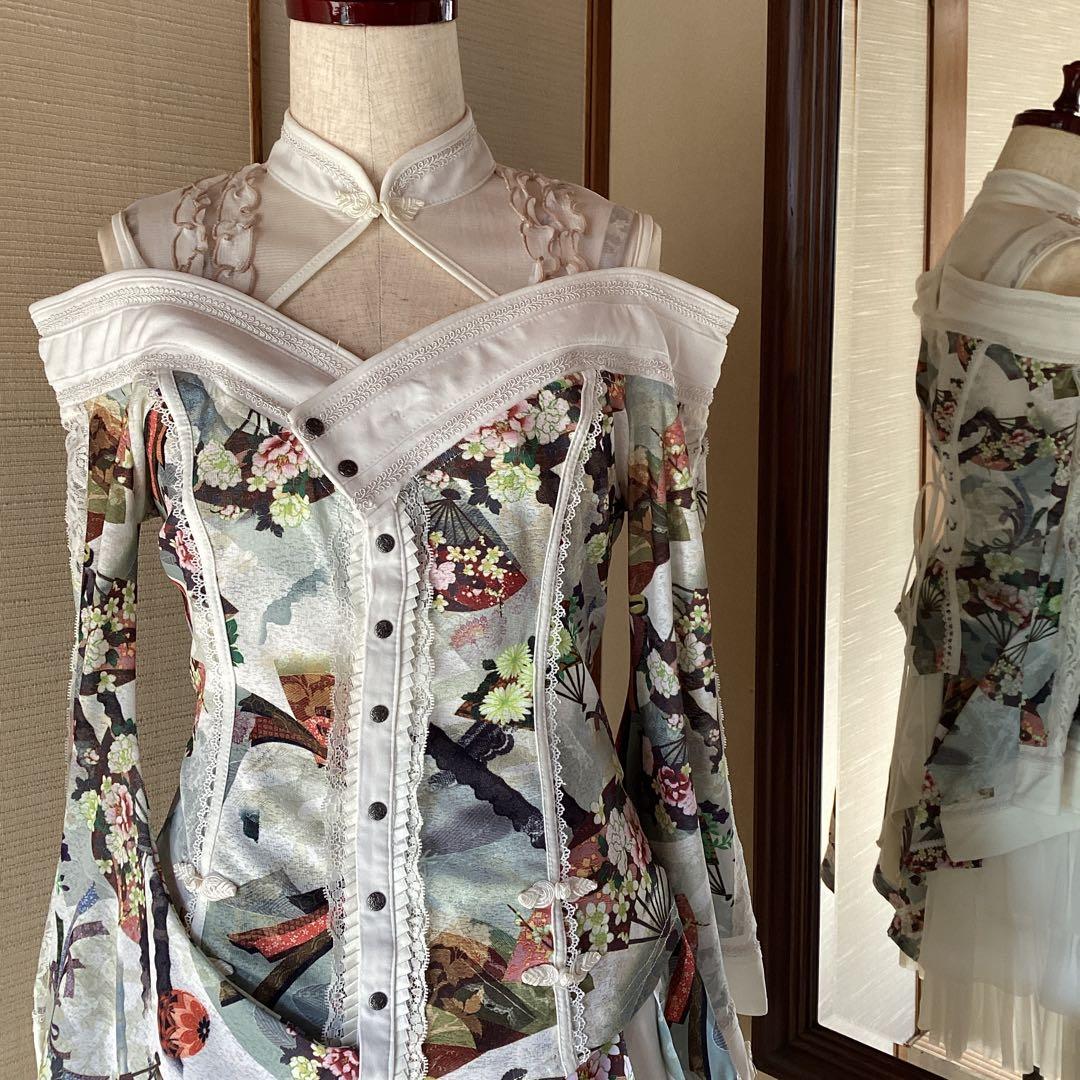 極美品！OZZ ONESTE 和チャイナ白セットアップ［商品番号9］