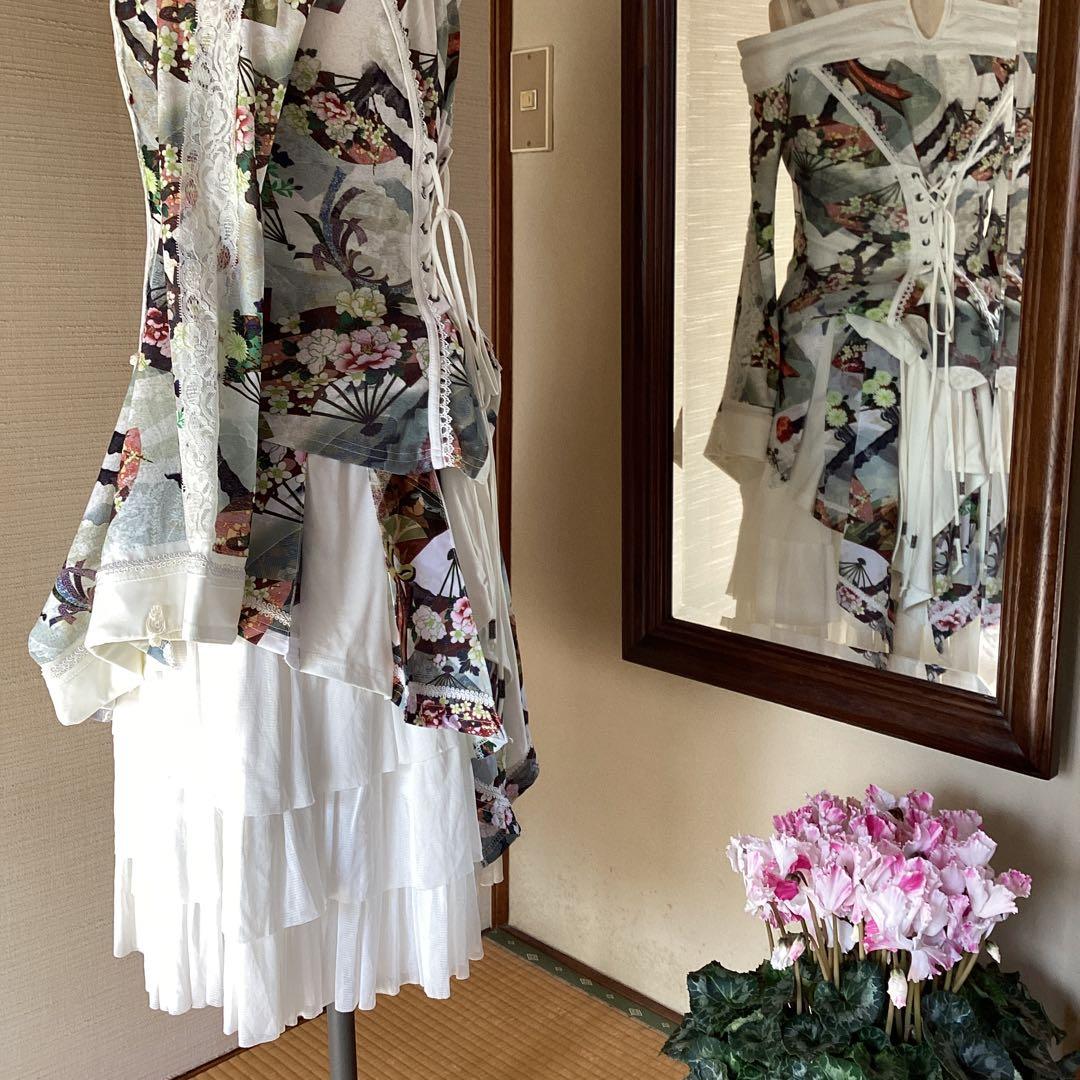 極美品！OZZ ONESTE 和チャイナ白セットアップ［商品番号9］