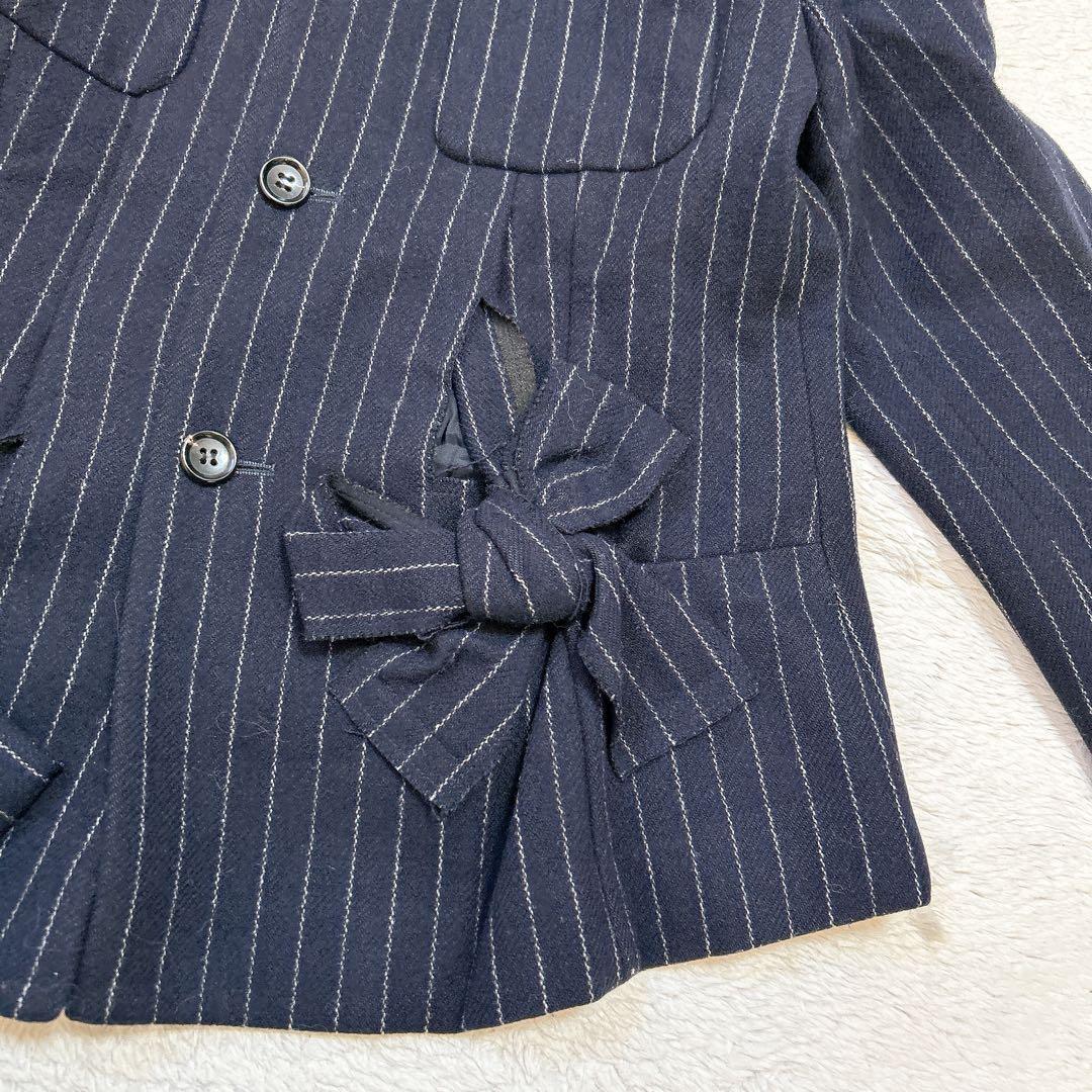 コムデギャルソン　ウール　ジャケット　リボン　ストライプ　変形