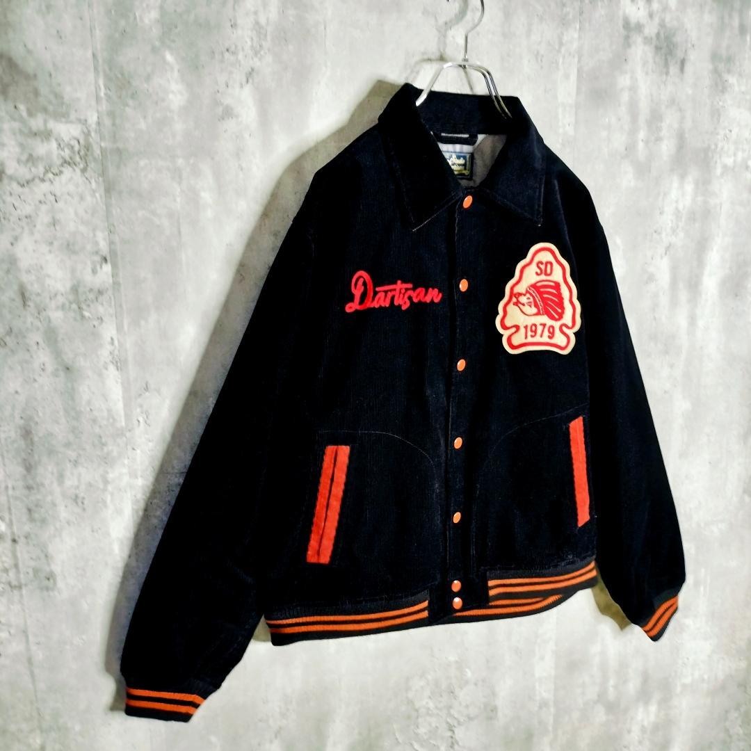 【美品】ステュディオダルチザン コーデュロイ スタジャン 刺繍 ワッペン 黒 L
