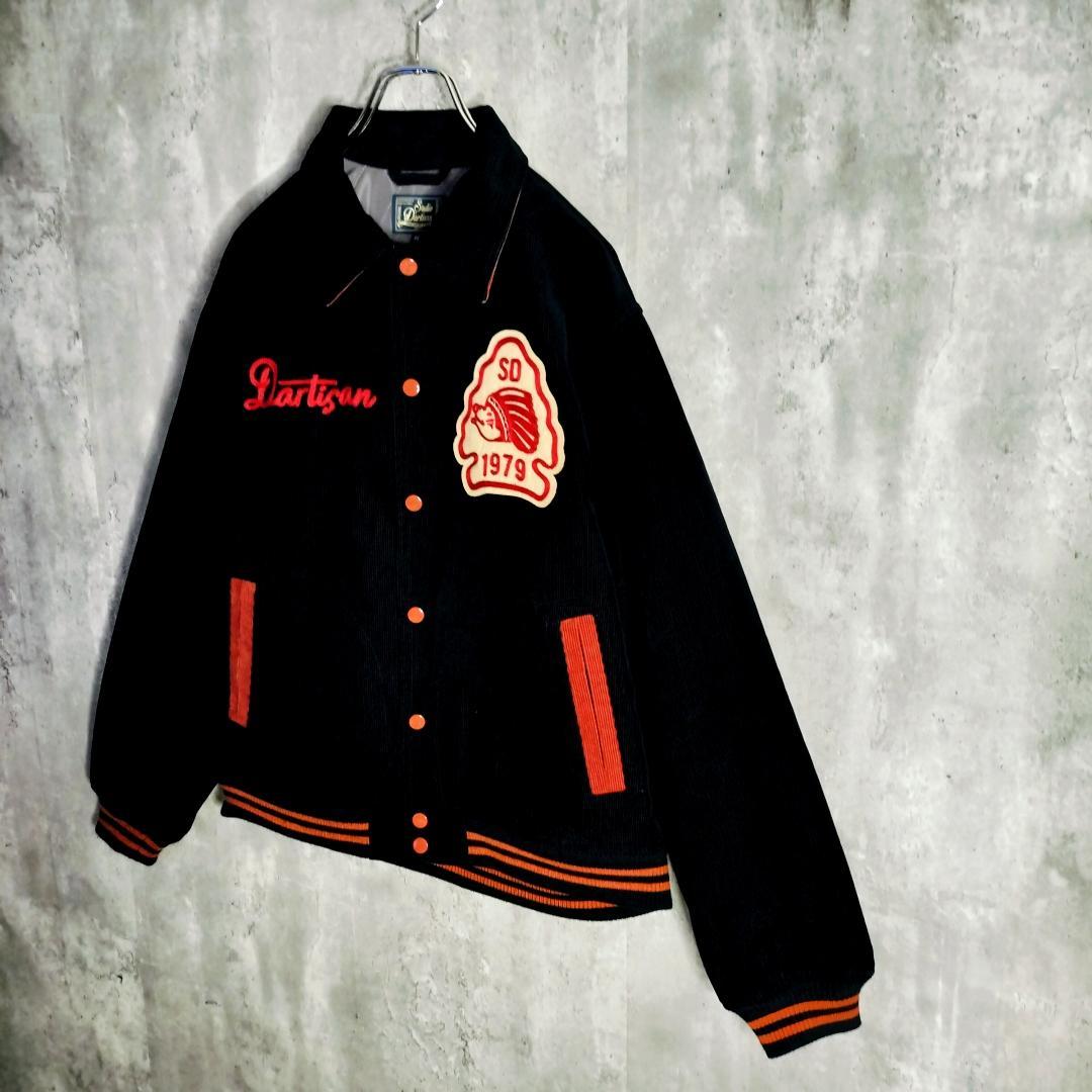 【美品】ステュディオダルチザン コーデュロイ スタジャン 刺繍 ワッペン 黒 L