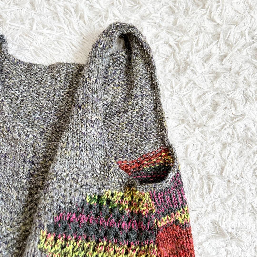 美品⁂センソユニコ⁂ニットベスト　チュニック　アシメ　変形ヘム　マルチカラー　L