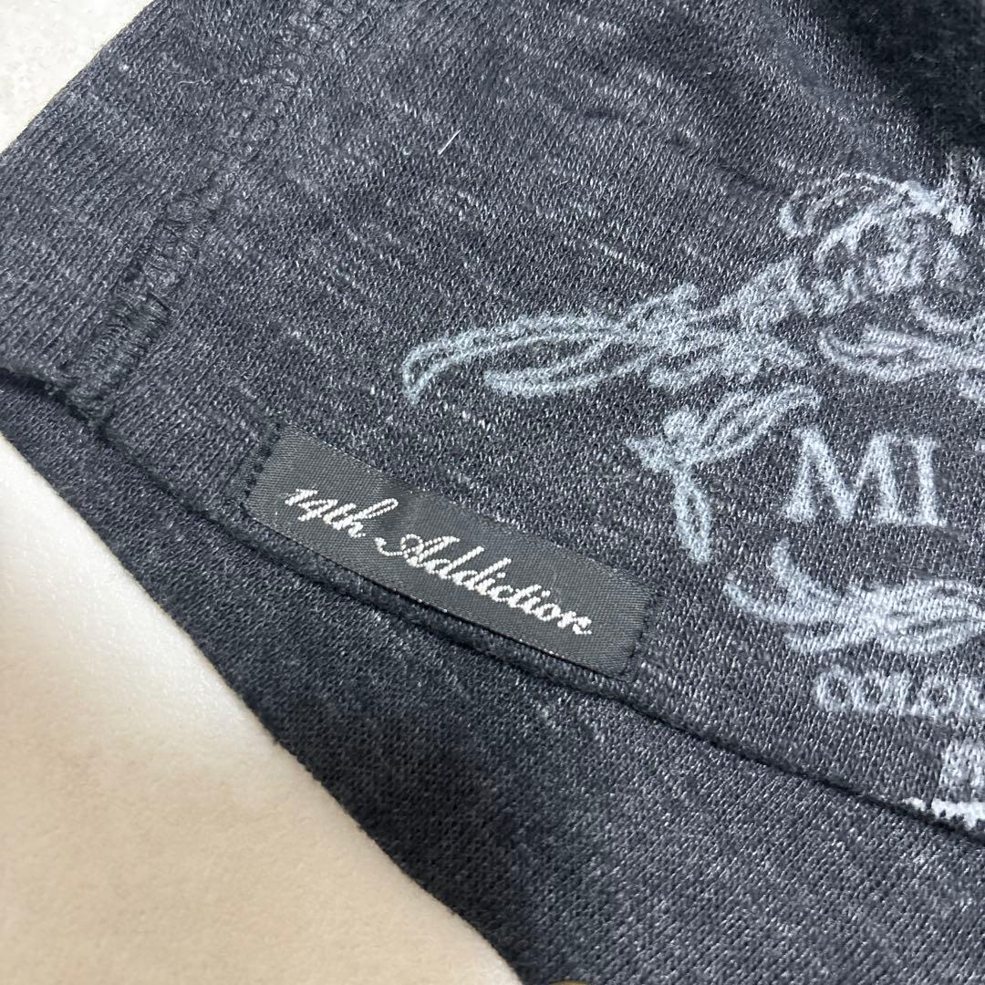 14th Addiction ビーニー ブラック ダメージ加工