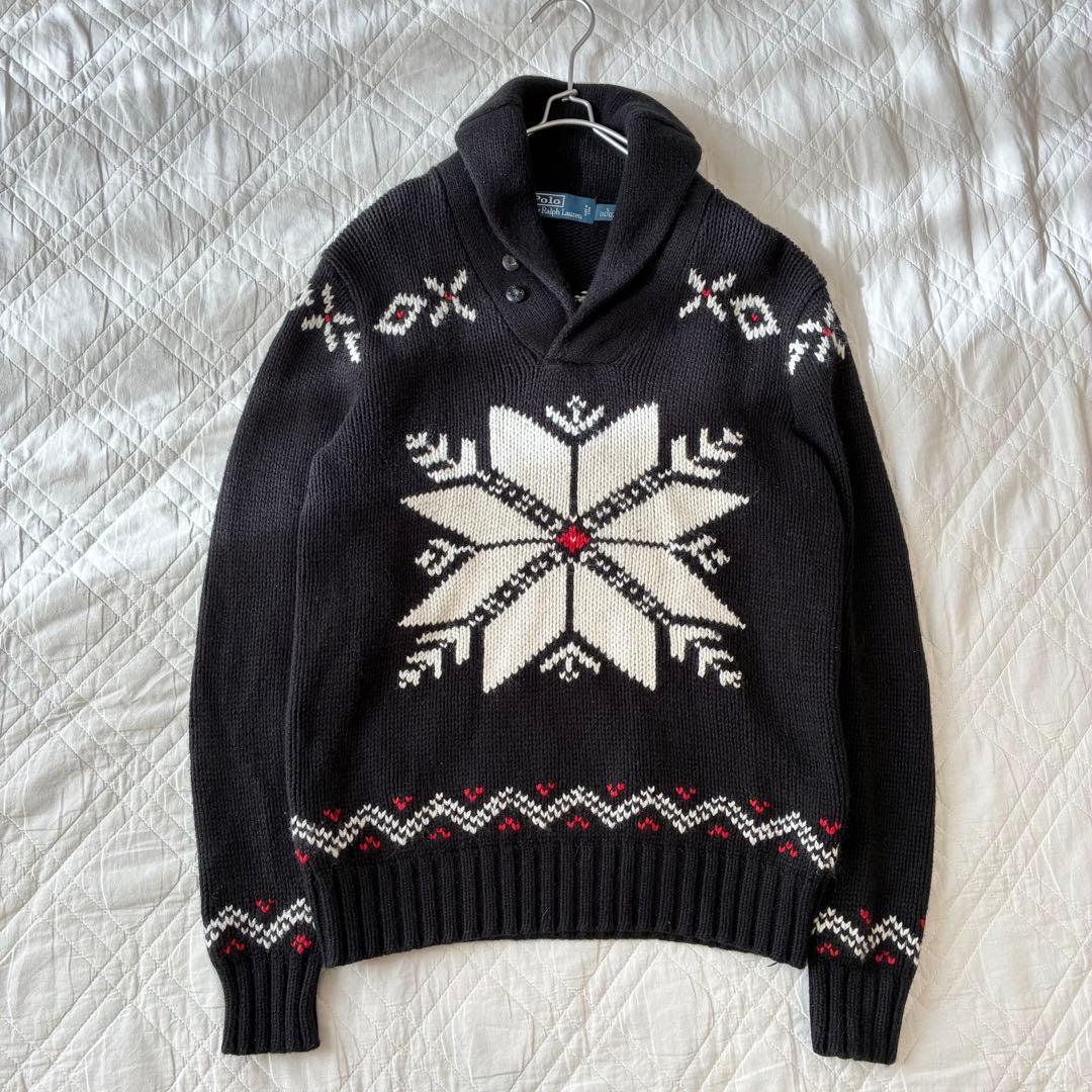 ポロラルフローレン ノルディック カシミヤ混 ニット ブラック