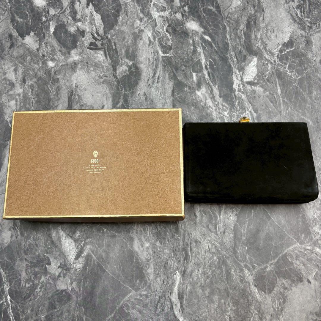 ✨美品✨GUCCI クラッチバッグ セカンド ブラック 黒 スエード ゴールド