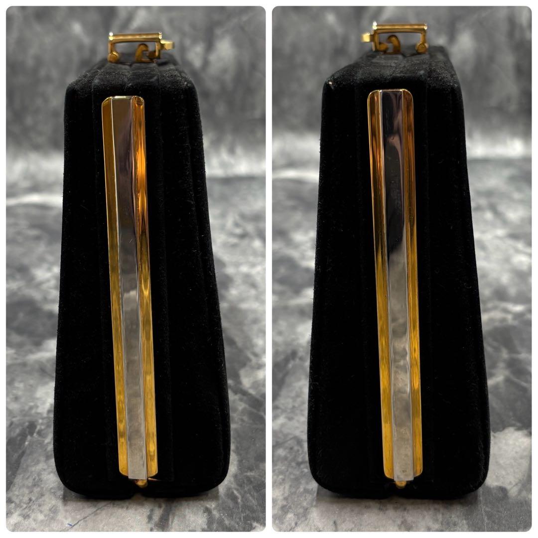 ✨美品✨GUCCI クラッチバッグ セカンド ブラック 黒 スエード ゴールド