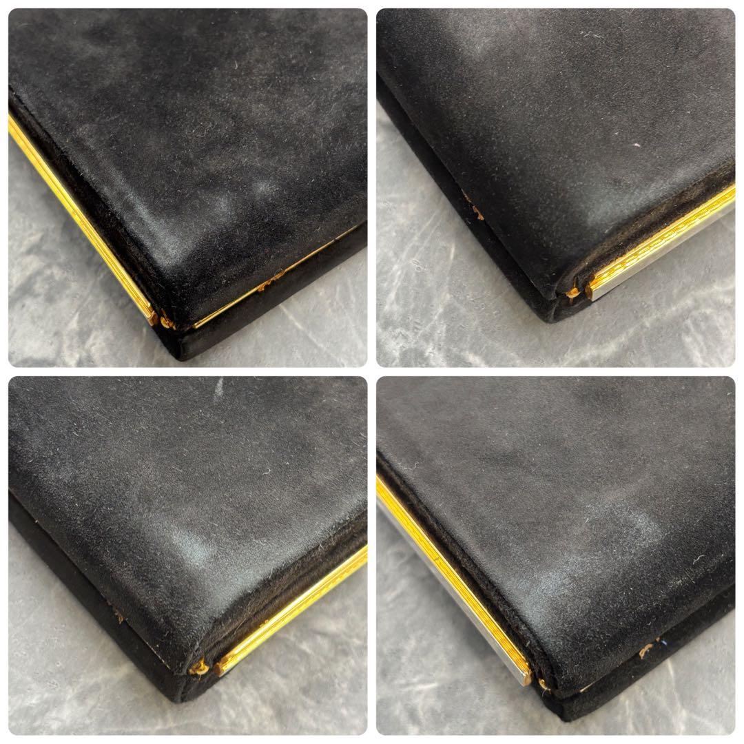 ✨美品✨GUCCI クラッチバッグ セカンド ブラック 黒 スエード ゴールド