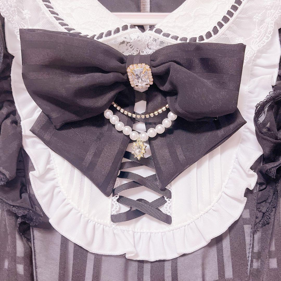 LIZLISA シアーチェックエプロンフリルワンピース