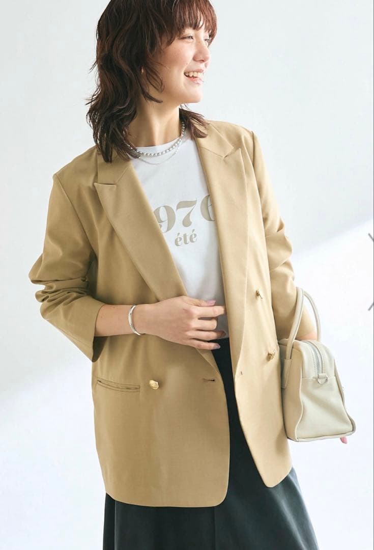 【値下】RIVE DROITE ライトピークドラペルジャケット　ベージュ