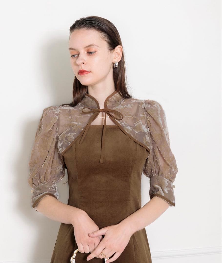 完売色キャメル LEJA　花柄ボレロマーメイドワンピース　Sサイズ