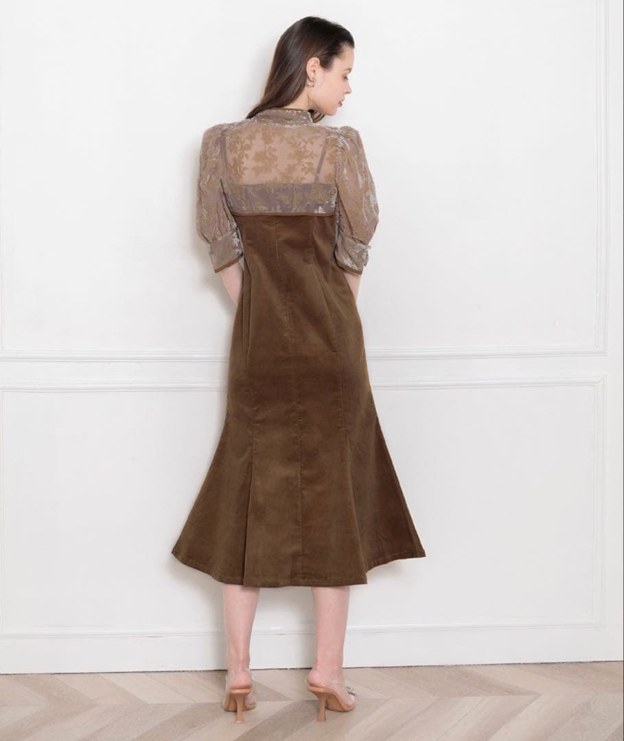 完売色キャメル LEJA　花柄ボレロマーメイドワンピース　Sサイズ