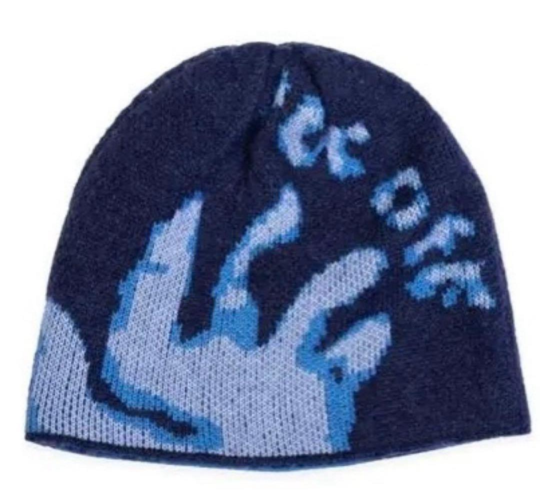 ぼ*ー様 FUC ビーニー　fuc手形ニット　青ビーニー　ニット帽　レア