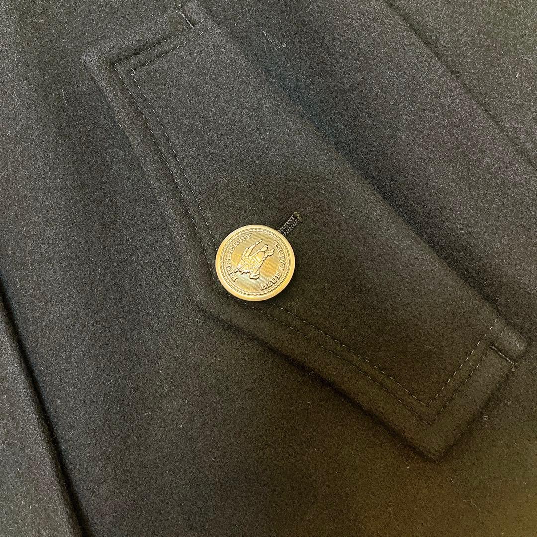 美品◆バーバリー ウール ケープ コート 銀ボタン ノバチェック◇ネイビー 38