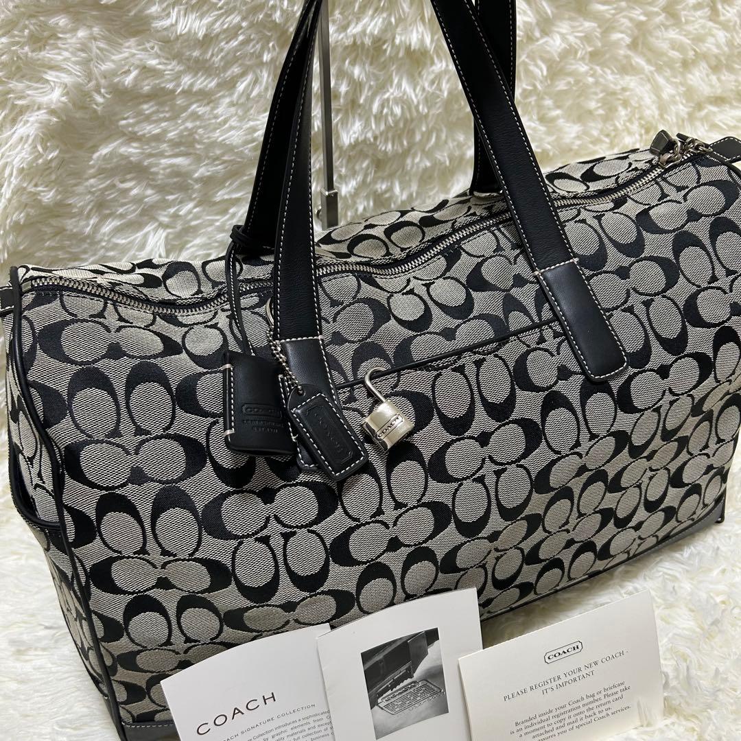 美品⭐️即日発送　COACH ボストンバッグ　レザー　シルバー南京錠付