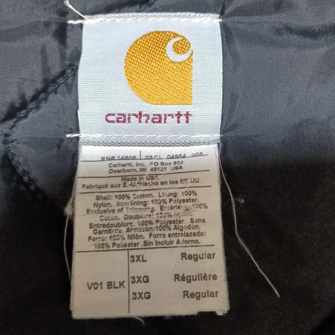 Carhartt USA カーハートダックベスト ブラック3XL　裾ゴム有り