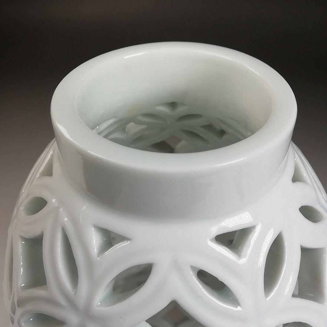 Ｔ９８８　杓立　『平戸白磁　七宝透』『瓢型　杓立』『横石嘉助 造』　共箱　茶道具