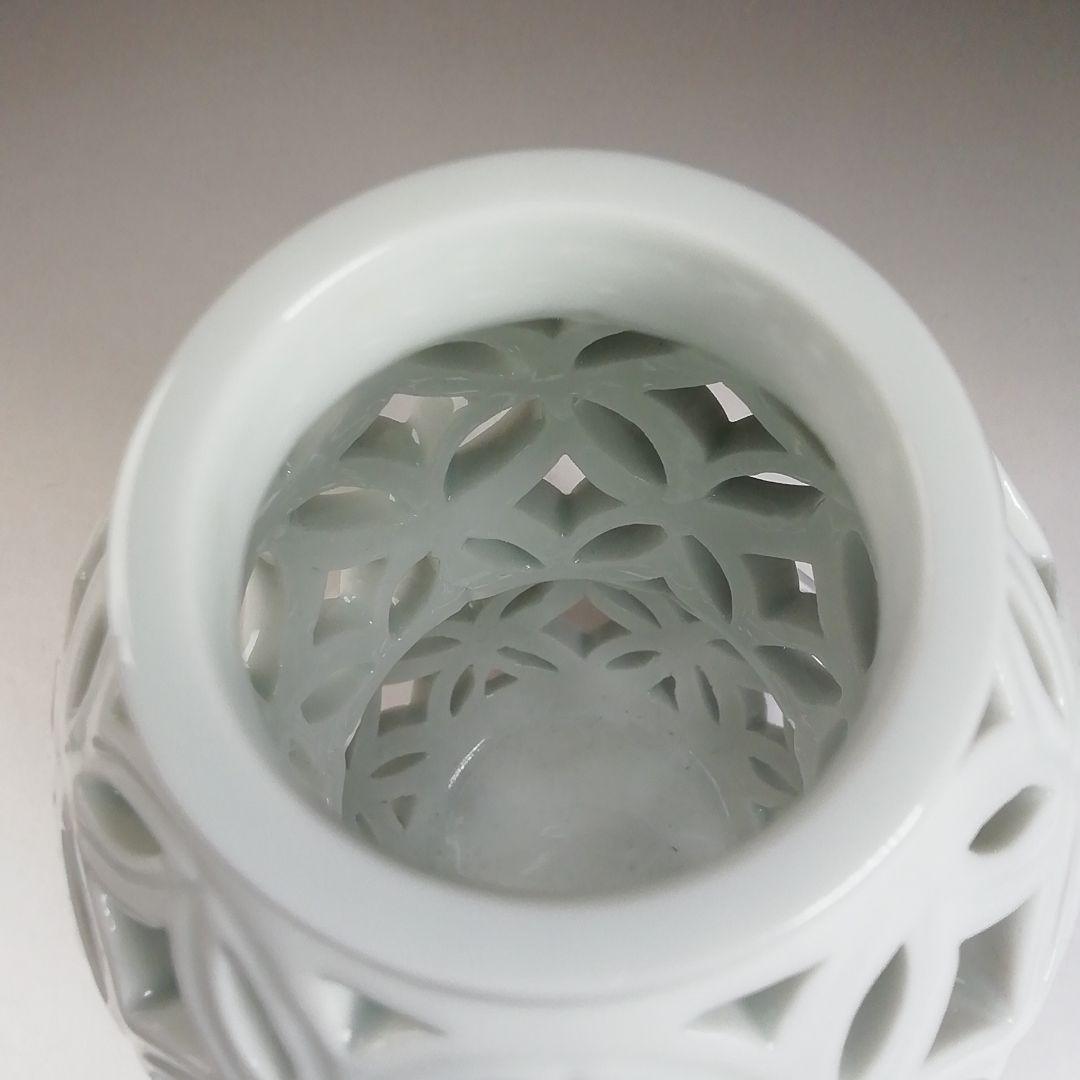 Ｔ９８８　杓立　『平戸白磁　七宝透』『瓢型　杓立』『横石嘉助 造』　共箱　茶道具