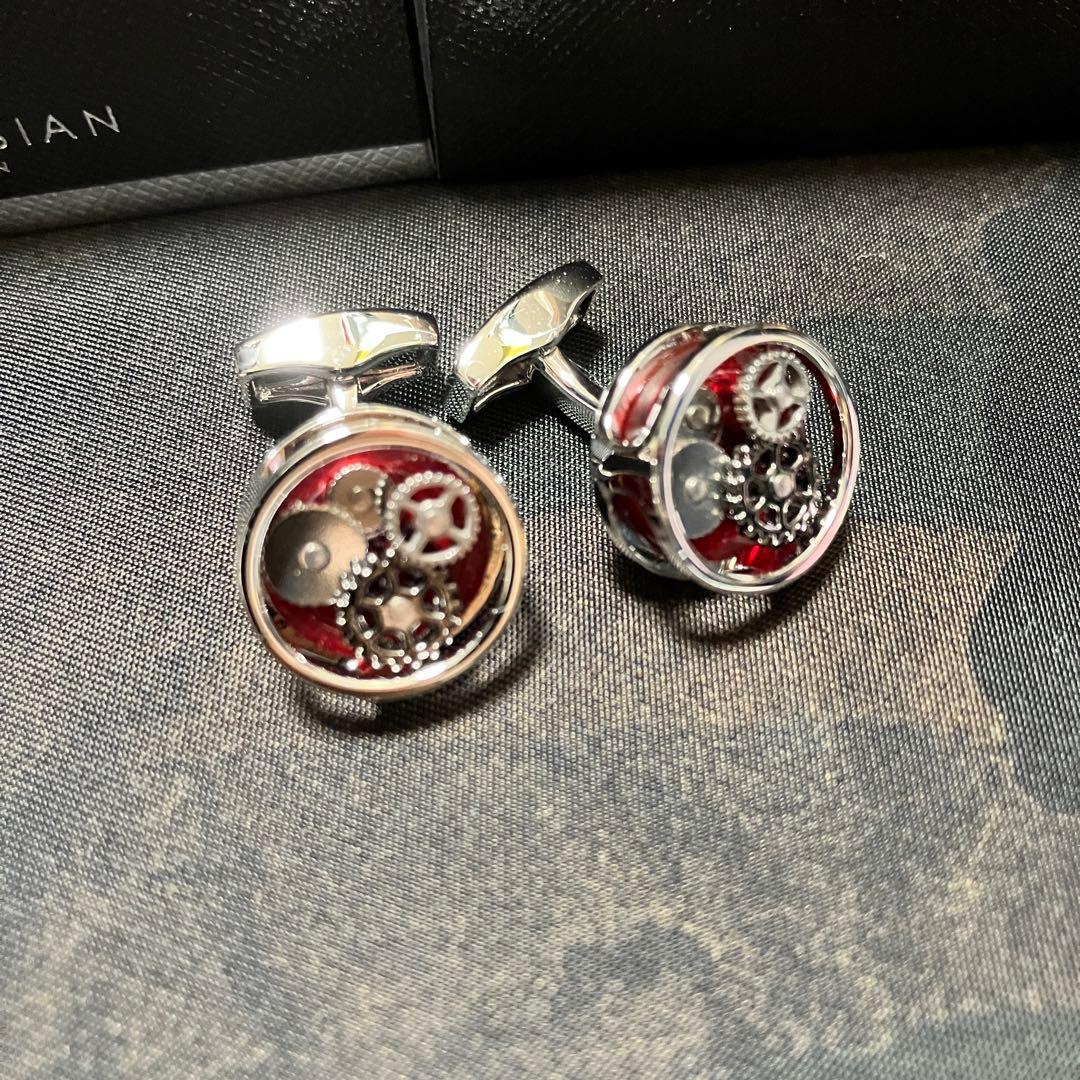 タテオシアン　RT 機械式カフリンクス シルバー/レッド