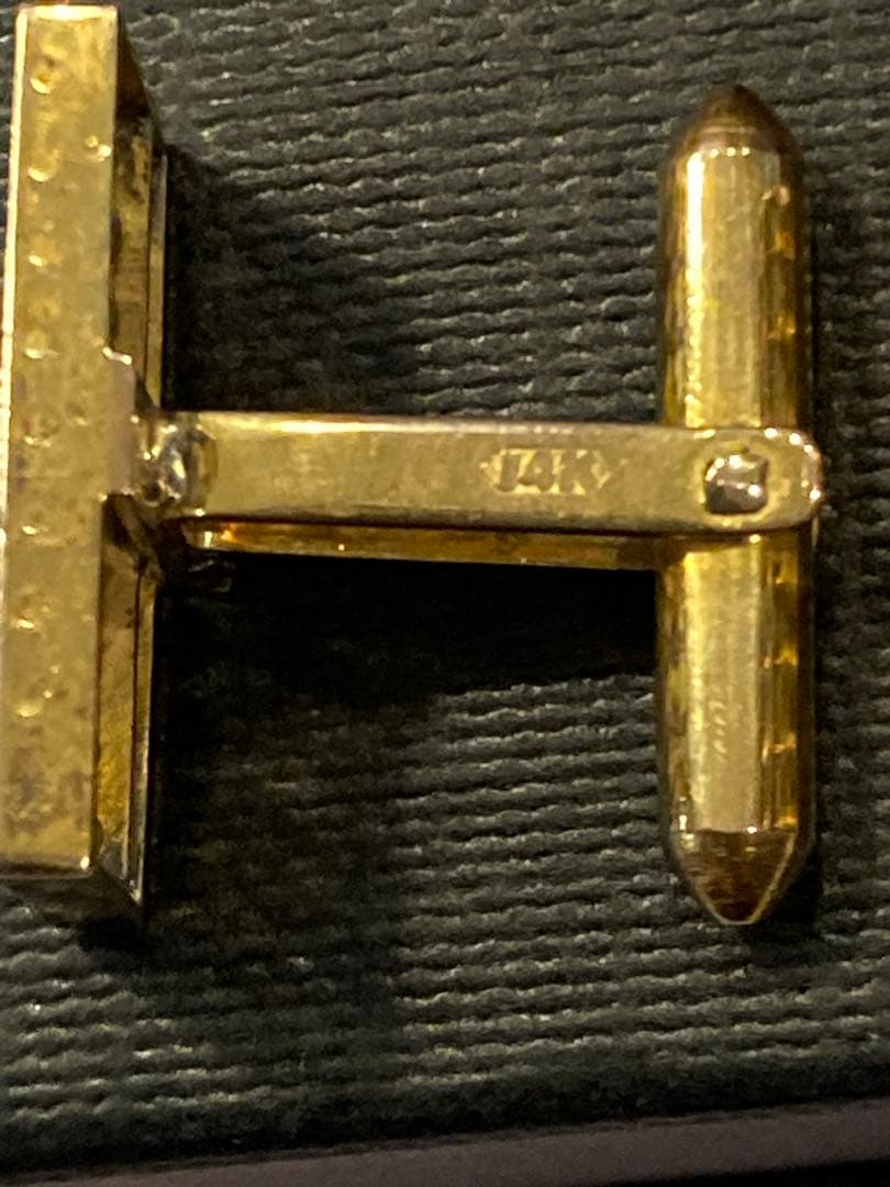 14K 金製 そろばんモチーフ カフス＆ネクタイピン 3点セット　商売繁盛祈願