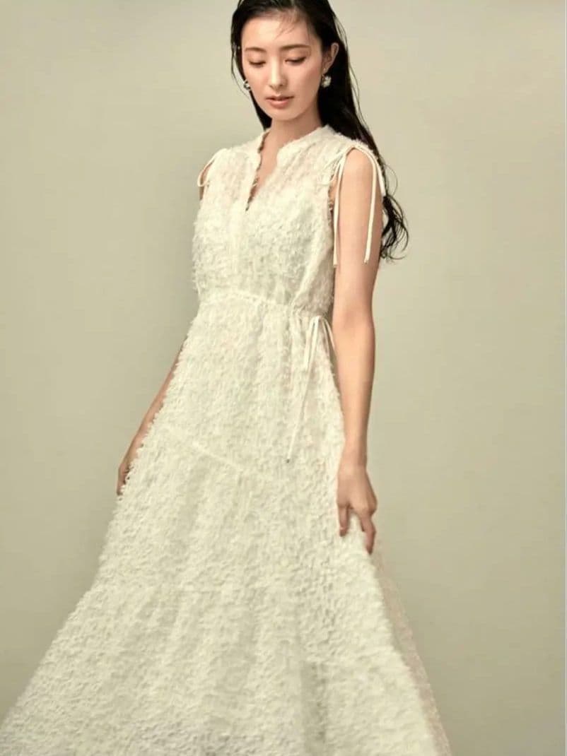 FRAY.ID　フリンジジャガードティアードワンピース