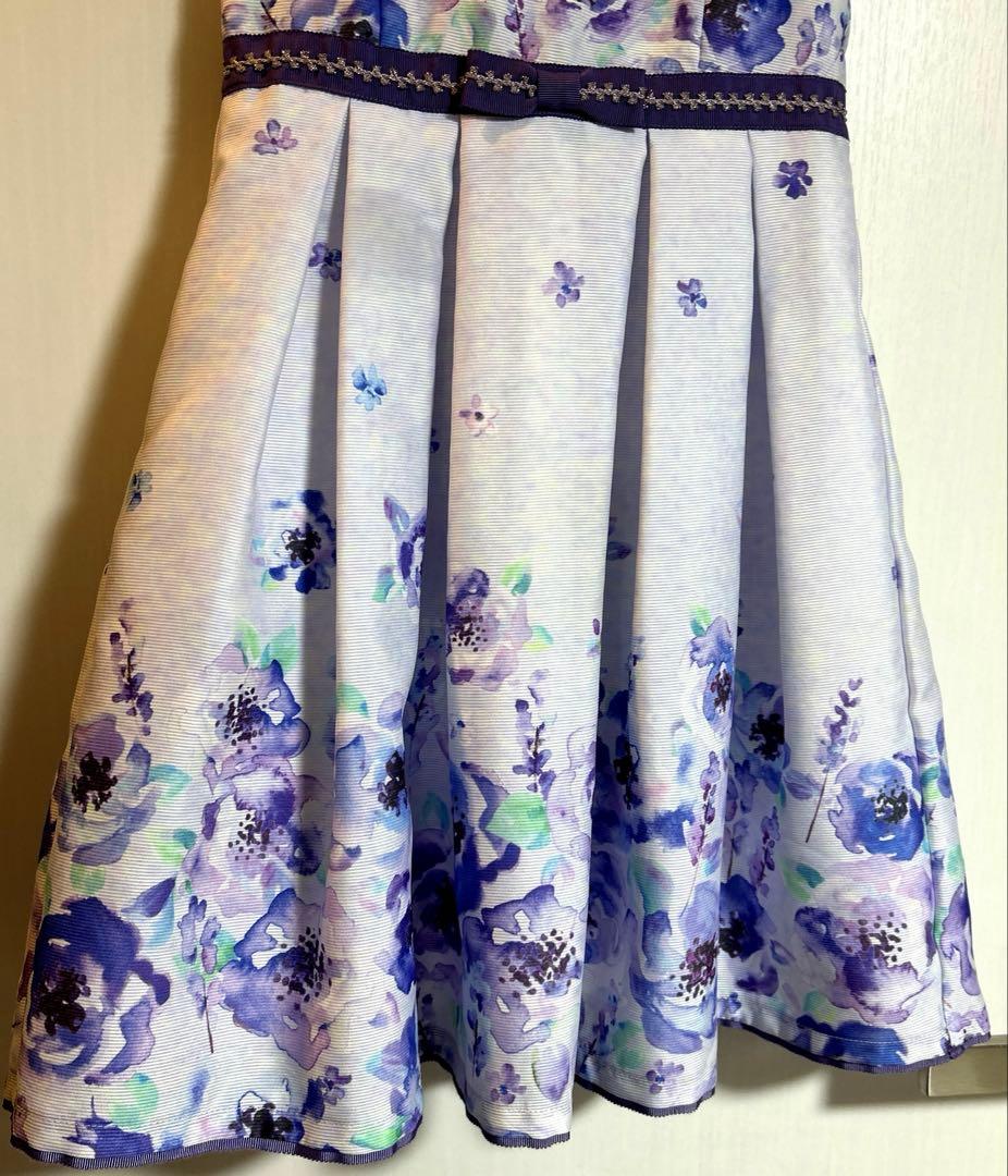 美品　花柄ノースリーブドレス（紫色系）、ジャケット、ブラウスセット120㎝