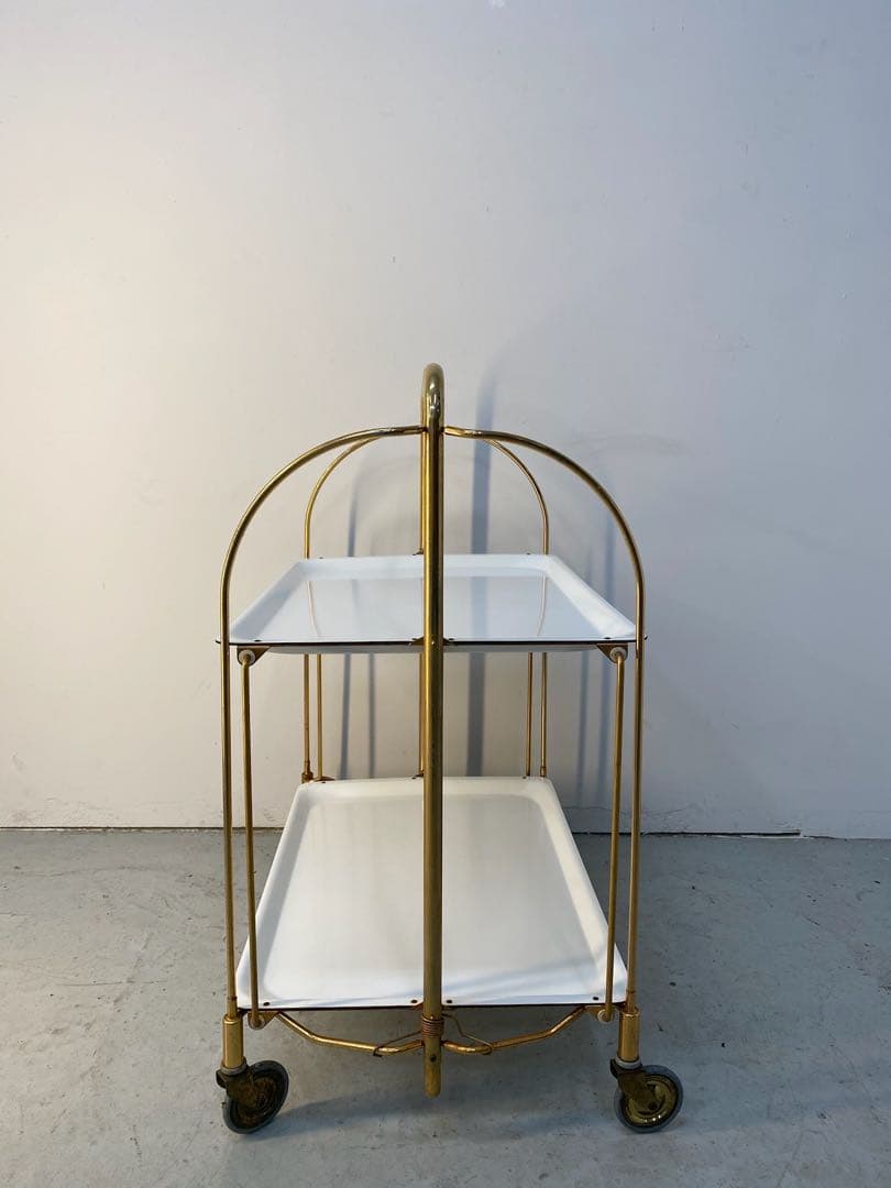 希少 レア 60s ヴィンテージ ドイツ ワゴンミールカート2段 金属フレーム