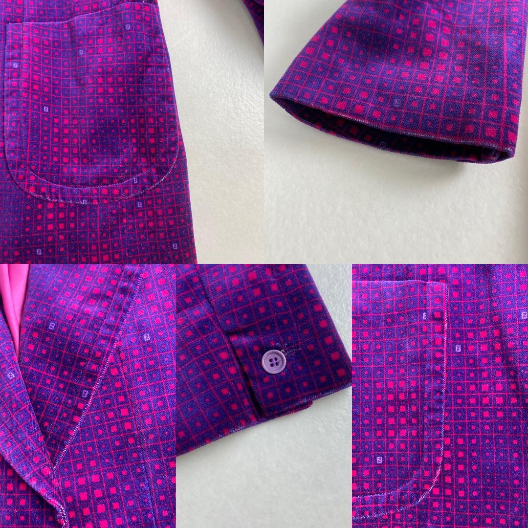 フェンディ　ジャケット　ベルベット　ロゴ　FENDI ベロア 総柄 パープル系