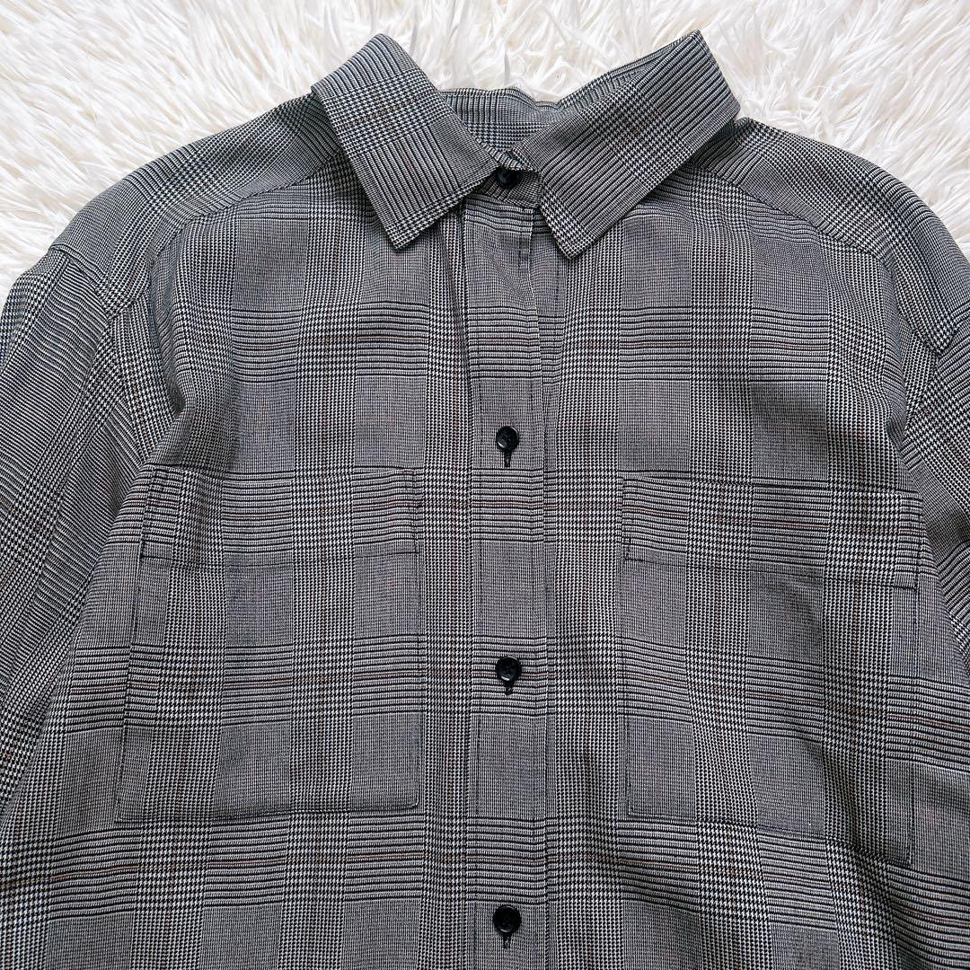 アナイ　シャツワンピース　グレンチェック　長袖　グレー　着丈116cm 38 M