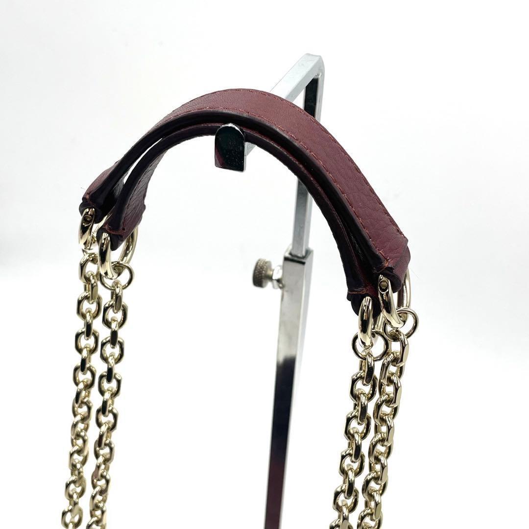 未使用級● マックスマーラ ファー ショルダーバッグ チェーン レザー