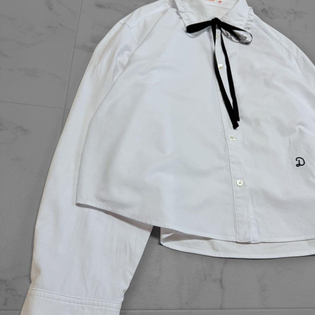 ドレステリア フリルカラー ボウタイ リボン オックスフォードシャツ ロゴ刺繍