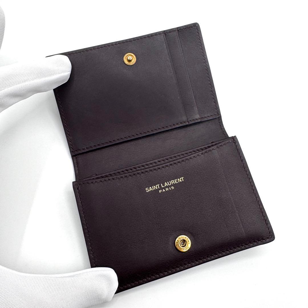 良品✨サンローラン　カードケース　名刺入れ　二つ折り財布　YSL　ブラウン