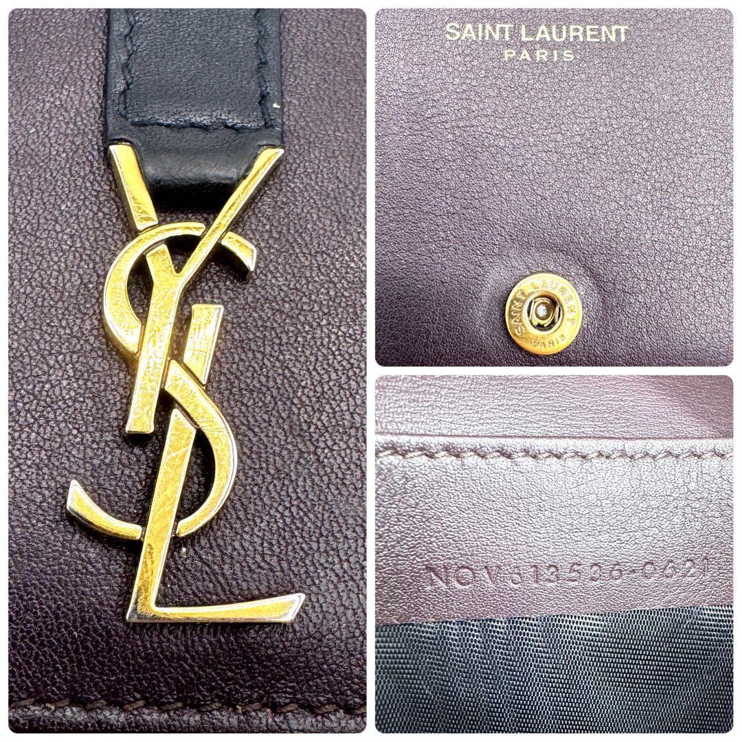 良品✨サンローラン　カードケース　名刺入れ　二つ折り財布　YSL　ブラウン