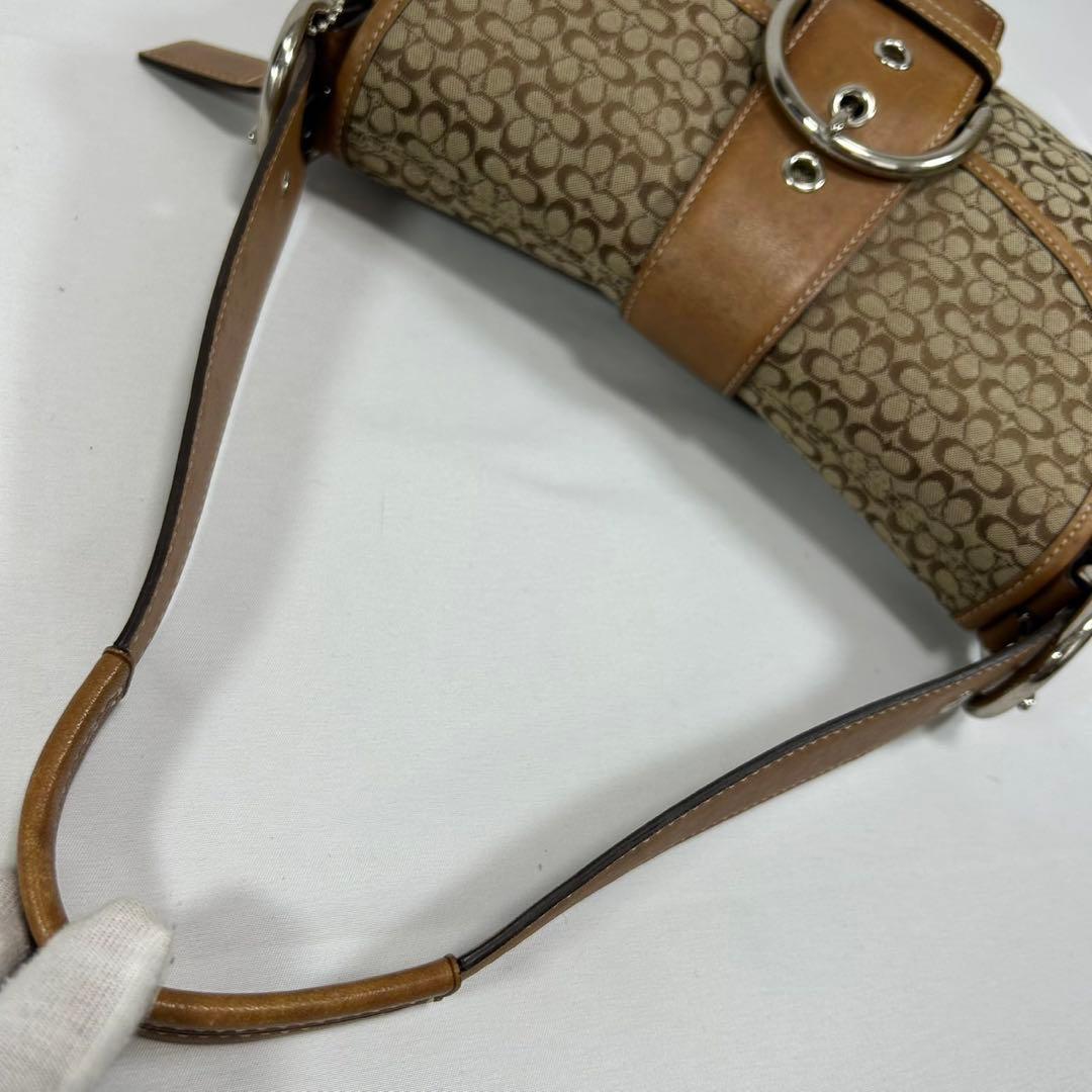 【美品】コーチ 6818 ソーホー シグネチャー ジャガー ワンハンドバッグ 茶